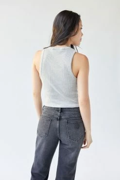 Best Pirce ???? Women's Urban Renewal Remnants Ribbed High Neck Tank Top Grey ???? -Urban Renewal shop unnamed file 607