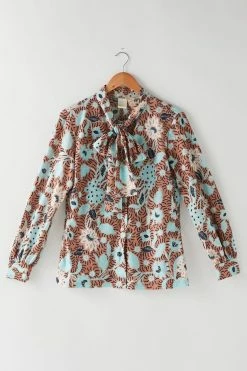 Coupon ???? Urban Renewal ???? Women's Vintage Light Brown Floral Print Tie-Front Top Assorted ????