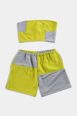 Promo ???? Women's Frankie Collective Rework Champion Patchwork Sweatshort Set 030 Yellow ????