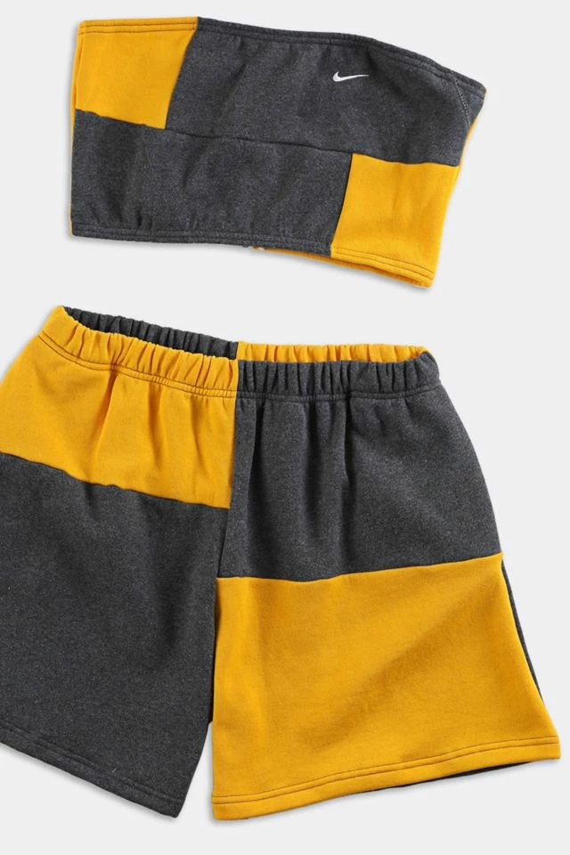 Frankie Collective Rework Nike Patchwork Sweatshort Set 100 Wholesale ???? Women's Frankie Collective Rework Nike Patchwork Sweatshort Set 100 Yellow ???? -Urban Renewal shop unnamed file 673