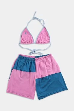 Best Sale ???? Polo Ralph Lauren ???? Women's Frankie Collective Rework Polo Patchwork Tee Short Set 007 Pink ????