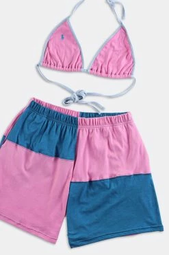 Best Sale ???? Polo Ralph Lauren ???? Women's Frankie Collective Rework Polo Patchwork Tee Short Set 007 Pink ???? -Urban Renewal shop unnamed file 686