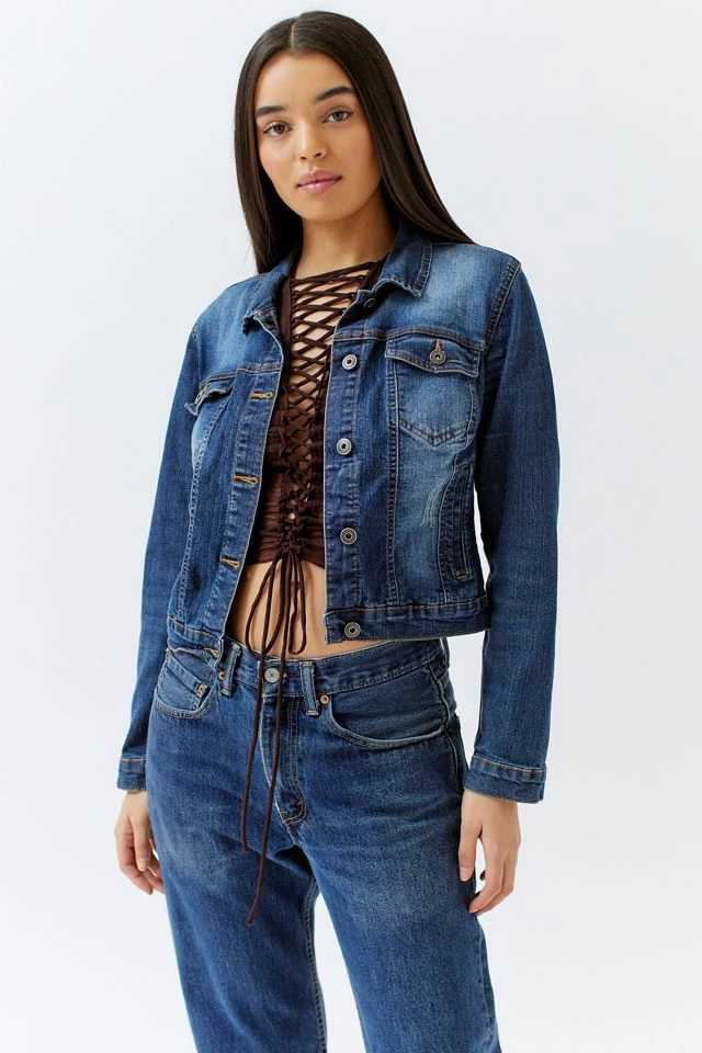 Urban Renewal Vintage Fitted Gummy Denim Trucker Jack New ???? Women's Urban Renewal Vintage Fitted Gummy Denim Trucker Jack Indigo ???? -Urban Renewal shop unnamed file 720