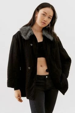 Brand new ???? Women's Urban Renewal Vintage Overdye Fluffy Collar Jacket Black ????
