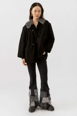 Brand new ???? Women's Urban Renewal Vintage Overdye Fluffy Collar Jacket Black ???? -Urban Renewal shop unnamed file 754