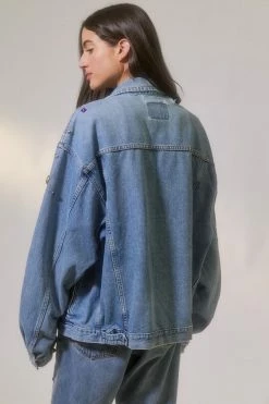 Best Pirce ❤️ Women's Urban Renewal Parties Remade Jewel Studded Denim Jacket Indigo ???? -Urban Renewal shop unnamed file 775
