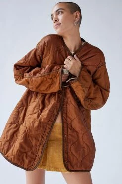 Hot Sale ???? Women's Urban Renewal Vintage Overdyed Longline Liner Jacket Orange ???? -Urban Renewal shop unnamed file 807