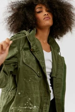 Flash Sale ⭐ Women's Urban Renewal Vintage Paint Splatter Parka Jacket Green ???? -Urban Renewal shop unnamed file 812