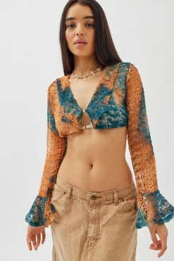 Buy ❤️ Women's Urban Renewal Remnants Crochet Button Front Shrug Orange 😀