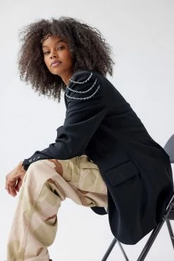 Flash Sale ???? Women's Urban Renewal Remade Chain Shoulder Blazer Black ❤️ -Urban Renewal shop unnamed file 858