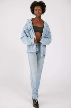 Outlet ⌛ Women's Urban Renewal Remade Studded Denim Jacket Indigo ???? 4 Outlet ⌛ Women's Urban Renewal Remade Studded Denim Jacket Indigo ???? -Urban Renewal shop unnamed file 872