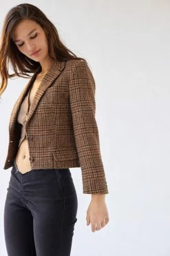 Promo ❤️ Women's Urban Renewal Vintage Plaid Blazer Brown ????