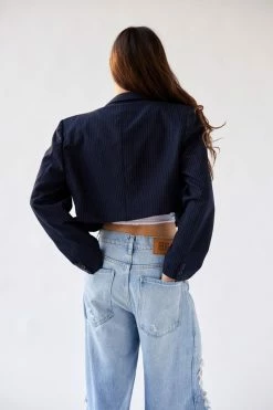 Flash Sale ✔️ Women's Urban Renewal Vintage Cropped Pinstripe Blazer Navy ???? -Urban Renewal shop unnamed file 882