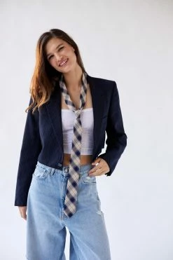 Flash Sale ✔️ Women's Urban Renewal Vintage Cropped Pinstripe Blazer Navy ???? -Urban Renewal shop unnamed file 883