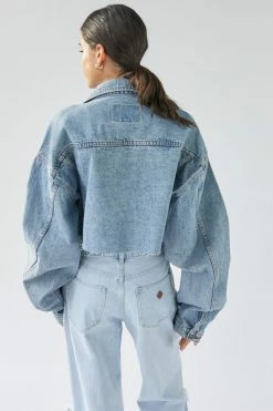 Discount ???? Women's Urban Renewal Remade Cropped Frayed Denim Jacket Indigo ???? -Urban Renewal shop unnamed file 886