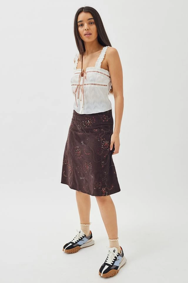 Urban Renewal Remnants Floral Embellished Midi Skirt Flash Sale ???? Women's Urban Renewal Remnants Floral Embellished Midi ???? Skirt Brown ???? -Urban Renewal shop unnamed file 940